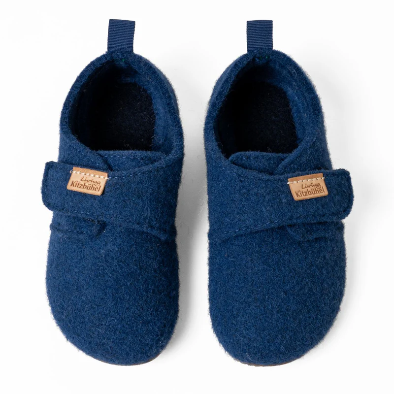 Living Kitzbühel Slippers Franzi Felt Solid Colour Kids Sapphire Blue Toddlers (31-35)