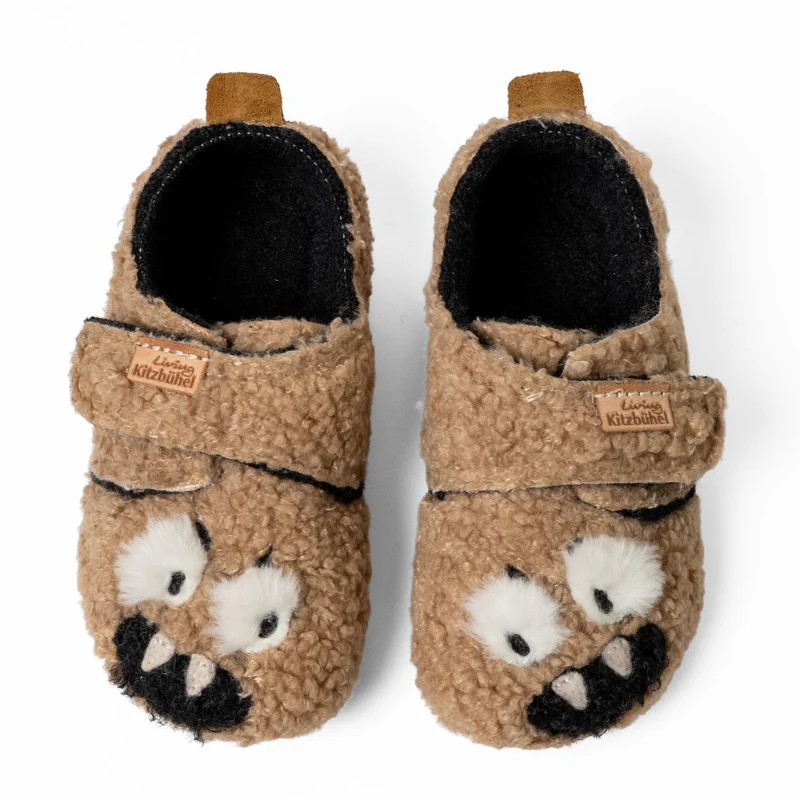 Living Kitzbühel Slippers Velcro Shoe Monster Mates (made of teddy plush) camel brown Boys (23-30)