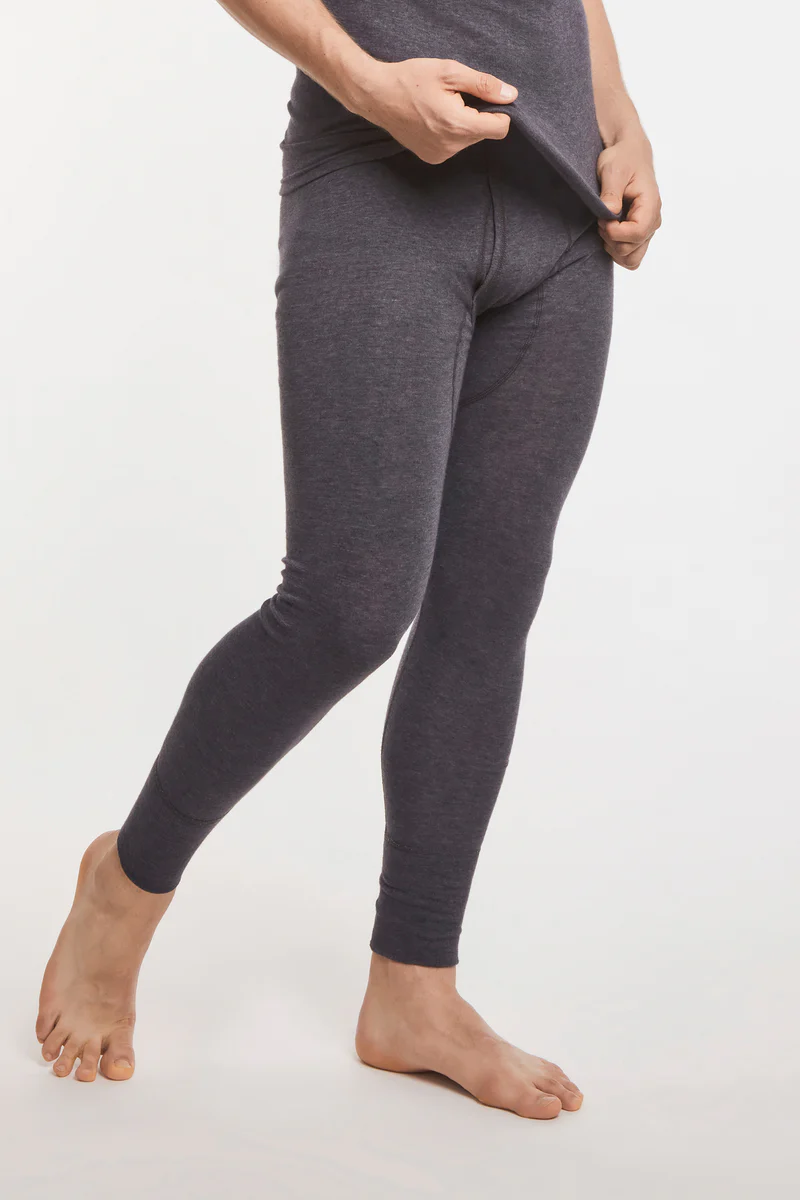 Medima underwear long thermal trousers with opening (20% angora) black/dark grey men's (size M-L)