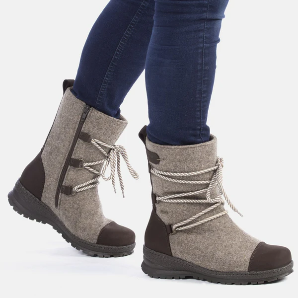 Pomar Winter Boots Koli GTX (Felt Boots, Waterproof, Wide, Extremely Warm) Sand Brown Ladies