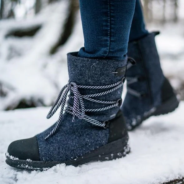 Pomar Winter Boots Koli GTX (Felt Boots, Waterproof, Wide, Extremely Warm) Dark Blue Ladies