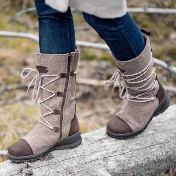 Pomar Winter Boots Saana GTX (Felt Boots, Waterproof, Wide, Extremely Warm) Sand Brown Ladies