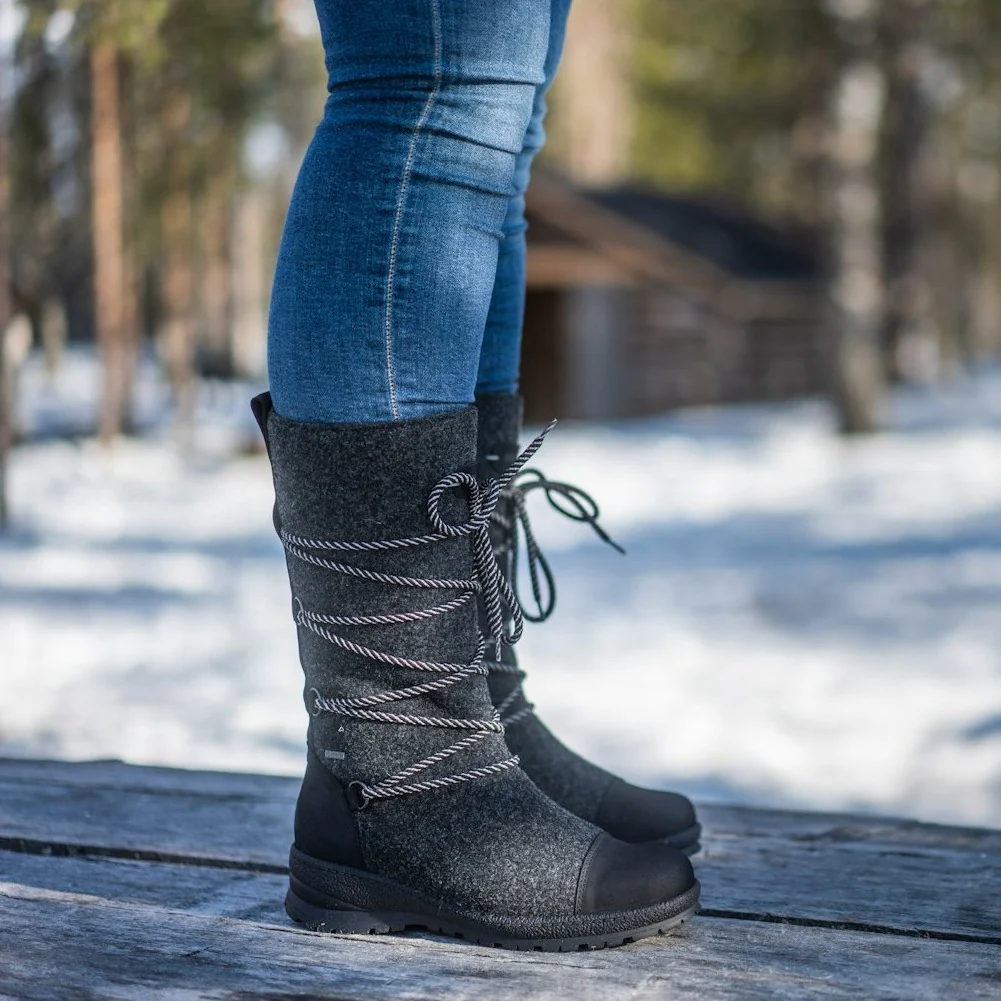 Pomar Winter Boots Saana GTX (Felt Boots, Waterproof, Wide, Extremely Warm) Granite Grey Ladies