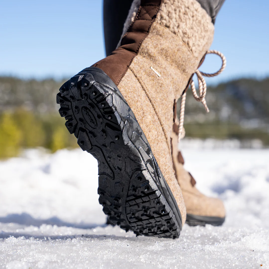 Pomar Winter Boots Riekko GTX (Wool Felt, Spike Sole, Waterproof, Extremely Warm) Sand Brown Ladies