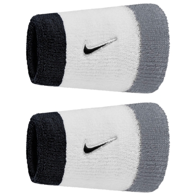 Nike Sweatband Swoosh Classic Doublewide Jumbo (Cotton Mix) 2025 white/grey/black - 2 pieces