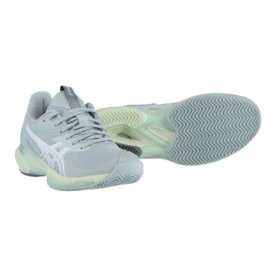 Asics Tennis Shoes Solution Speed FF 3 Clay/Sand Court 2025 Light Grey/Green Ladies