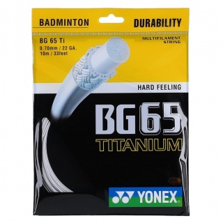 Stringing with badminton string Yonex BG 65Ti white