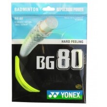 Stringing with Yonex BG80 badminton string in yellow