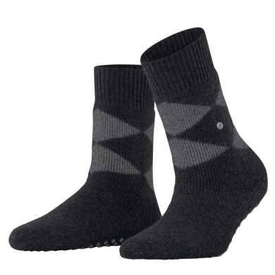 Burlington Daily Sock Cosy Argyle (Wool Blend) black/grey Ladies - 1 Pair