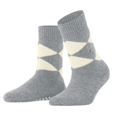 Burlington Daily Sock Cosy Argyle (Wool Blend) grey/white Ladies - 1 Pair