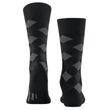 Burlington Daily Sock Danny (Cotton, Argyle Pattern) black/grey Men's - 1 Pair