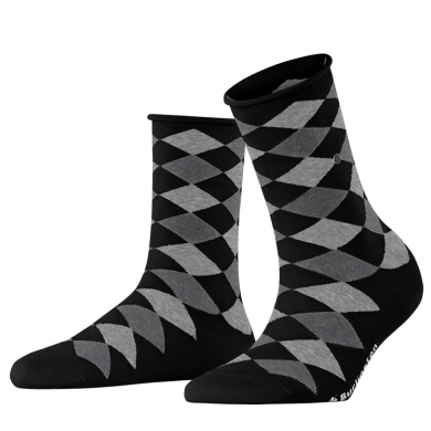 Burlington Daily Sock Sandy (Cotton, Argyle Pattern) black/grey Ladies - 1 Pair