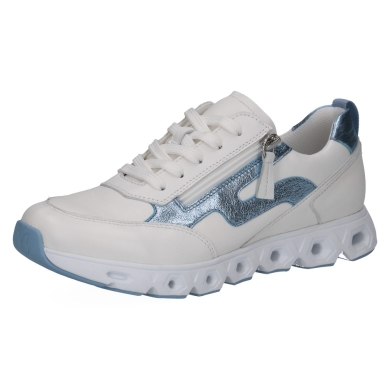 Caprice Sneaker 23730 (leather, with side zip) white/silver ladies