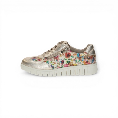 Caprice Sneaker 23761 (leather, with side zip) floral/gold ladies