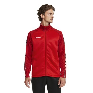 Craft Sport Training Jacket Squad 2.0 Full Zip (with side pockets, elastic functional material) red Men