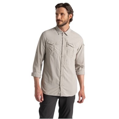 Craghoppers Long Sleeve Shirt NosiLife Adventure LS III (Chest Pocket, Lightweight) Beige/Light Grey Men's