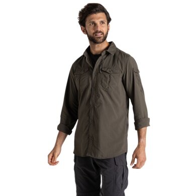 Craghoppers Long Sleeve Shirt NosiLife Adventure LS III (Chest Pocket, Lightweight) Dark Brown Men's