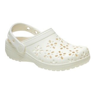 Crocs Classic Floral Cut Out Clog Sandals white ladies