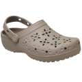 Crocs Classic Floral Cut Out Clog Sandals taupe brown for women