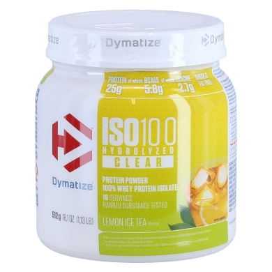 Dymatize Iso100 Clear Hydrolyzed Isolate Protein Powder Lemon Iced Tea 512g Can