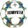 Derbystar Football Atmos Light AG (ideal for E and D youth, artificial grass ball, 350g) white/blue/orange - 1 ball