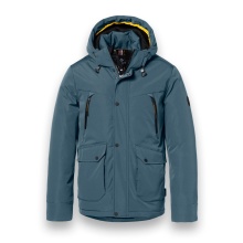 District Winter Jacket Wolf with Hood (windproof, lightweight padding, warm) steel blue men's