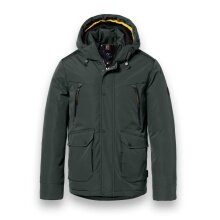 District Winter Jacket Wolf with Hood (windproof, lightweight padding, warm) forest green Men's