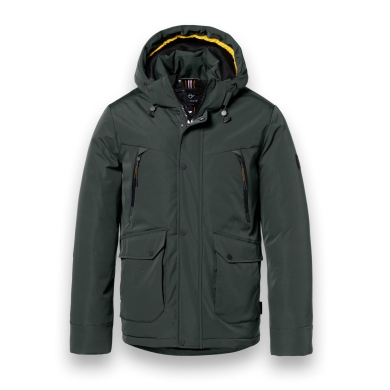 District Winter Jacket Wolf with Hood (windproof, lightweight padding, warm) forest green Men's