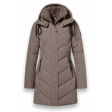 District Winter Coat Zodiac (with hood, warm, water-repellent) coffee brown ladies