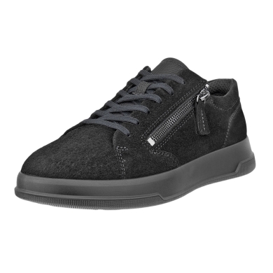 ECCO Move Zip Lace Sneakers (Premium Leather) black ladies