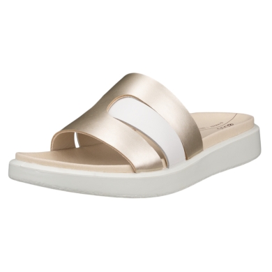 ECCO Flowt Slide Sandal (Premium Leather) gold ladies