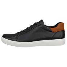 ECCO Soft 7 Easy Slip Lace Sneakers (Premium Leather) black/white men's