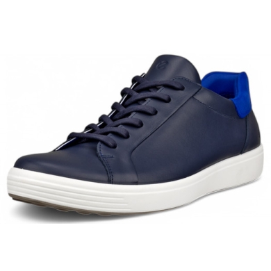 ECCO Soft 7 Easy Slip Lace Sneakers (Premium Leather) navy blue Men's