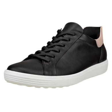 ECCO Soft 7 Easy Slip Low Sneakers (Premium Leather) black/white ladies