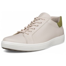 ECCO Soft 7 Easy Slip Lace Sneakers (Premium Leather) beige men's