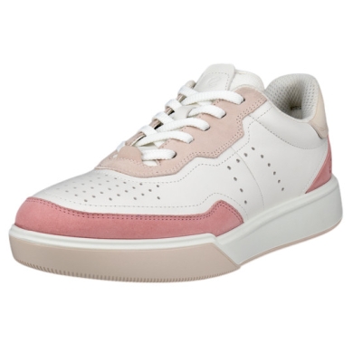 ECCO Street Court Lea Sneakers (Premium Leather) white/pink ladies