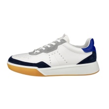 ECCO Street Court Lea Sneakers (Premium Leather) white/navy blue men's
