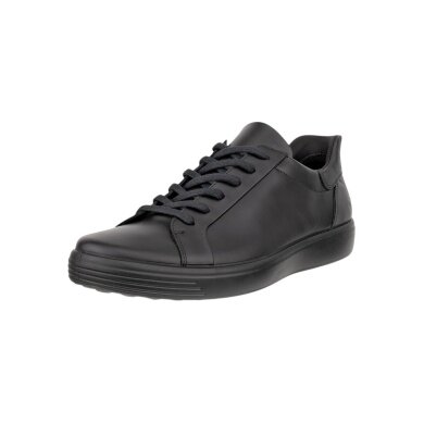 ECCO Soft 7 Easy Slip Lace Sneakers (Premium Leather) black men's