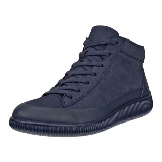 ECCO Everyday Travel Shoes Soft Zero Bootie WP Mid-Cut (Premium Leather, Waterproof) navy blue Ladies