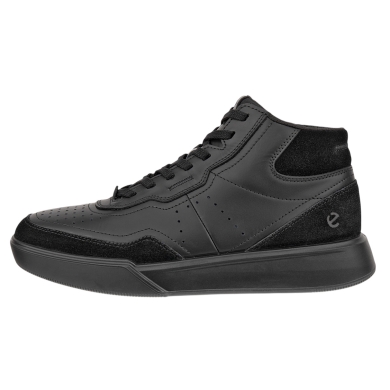 ECCO Everyday Travel Shoes Street Court High-Top (Premium Leather) black Ladies
