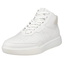 ECCO Everyday Travel Shoes Street Court High-Top (Premium Leather) white Ladies