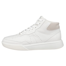 ECCO Everyday Travel Shoes Street Court High-Top (Premium Leather) white Ladies
