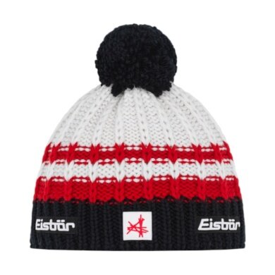 Polar Bear Hat (Pom Pom) Kova SA - Merinomix - white/black/red - 1 piece