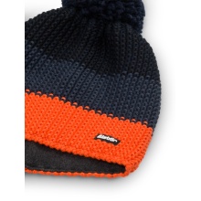 Polar Bear Winter Hat Star with Pom Pom (Pompom) orange/navy blue/black - 1 piece