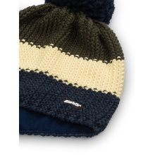 Polar Bear Winter Hat Star with Pom Pom navy blue/olive green - 1 piece