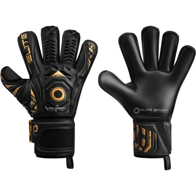 Elite Sport Goalkeeper Gloves Black Real - 4mm Ultra GTech Pro Latex for all weather conditions, FS Roll Contact - black