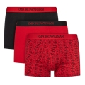 Emporio Armani Underwear Boxer Shorts Trunk Cotton Black/Red Patterned Men's - 3 Pieces