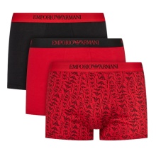 Emporio Armani Underwear Boxer Shorts Trunk Cotton Black/Red Patterned Men's - 3 Pieces