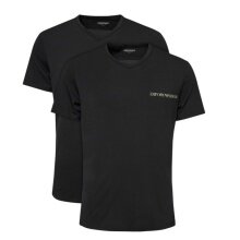 Emporio Armani V-Neck Stretch Shirt (95% Cotton) Black Underwear for Men - Pack of 2