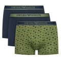 Emporio Armani Underwear Boxer Shorts Trunk Cotton Dark Blue/Green Patterned Men's - 3 Pieces